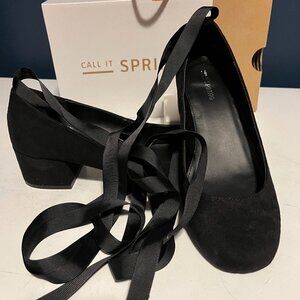 CALL IT SPRING - BLACK FAUX SUEDE PUMPS